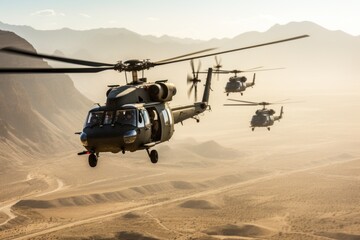 Photo of Military helicopters formation - obrazy, fototapety, plakaty