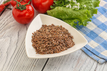 Dry Raw flax seed in the bowl