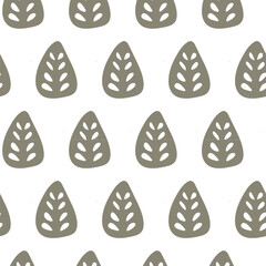 Scandinavian pattern with leaf in gray