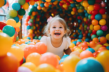 Fototapeta na wymiar child playing with balloons