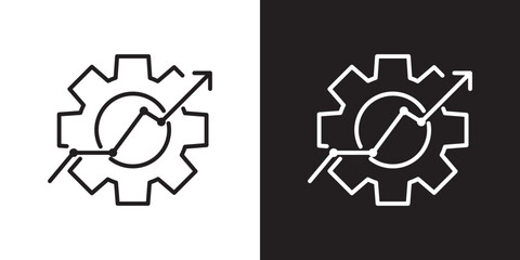 automatic manufacturing industry icon set. manufacturing operation vector symbol in black and white color