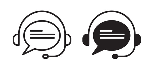 support headphone icon set. customer help call center vector symbol. live chat 24/7 support buttons.