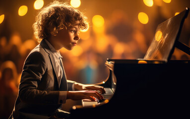 young boy playing piano