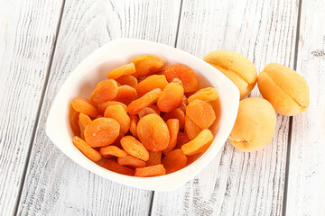 Dried apricot heap in the bowl