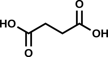 Succinic acid C4H6O4 structural formula, vector illustration