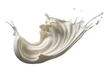 milk splash wave swirl isolated in a transparent background, coconut milk or Yogurt drink splashing PNG clipart, white paint liquid splash - obrazy, fototapety, plakaty