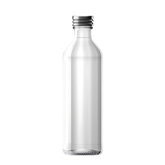 Transparent Bottle with a White Sticker Isolated on Transparent or White Background, PNG