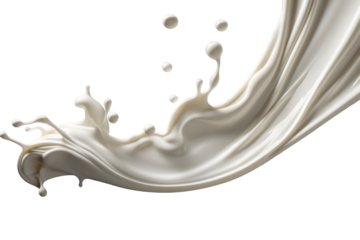 Milk splash isolated on a transparent background, coconut milk, or white paint splashing image clipart PNG