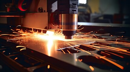 High precision CNC laser welding sheet metal high speed cutting laser welding Laser cutting technology laser welding machine - obrazy, fototapety, plakaty
