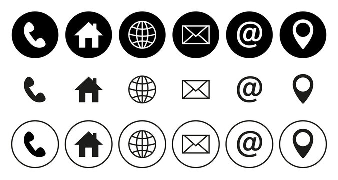 Contact us - vector set of web page icons.