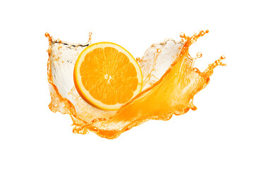 orange or lemon juice splash wave swirl isolated in a transparent background, Fruit, Citrus, or lime Juice Liquid Splashing PNG, Flying Orange Juice - obrazy, fototapety, plakaty