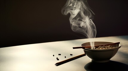 Incense sticks are burning in incense pot - obrazy, fototapety, plakaty