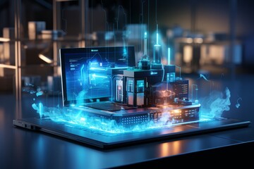 Bank's online payment gateway with secure encryption and a customer making an electronic payment, Generative AI