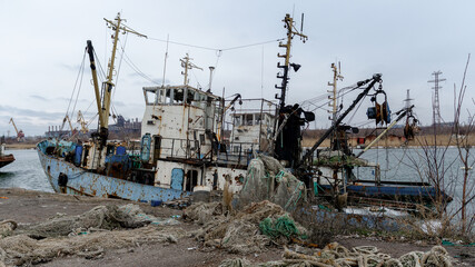 old ship ran aground in Ukraine