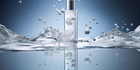 A clear liquid cosmetic product with a gel like texture - obrazy, fototapety, plakaty