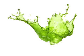 Rolgordijnen green apple Cider or juice liquid splash isolated on a transparent background, fruit liquid splashing PNG, Flying Apple Juice © graphicbeezstock