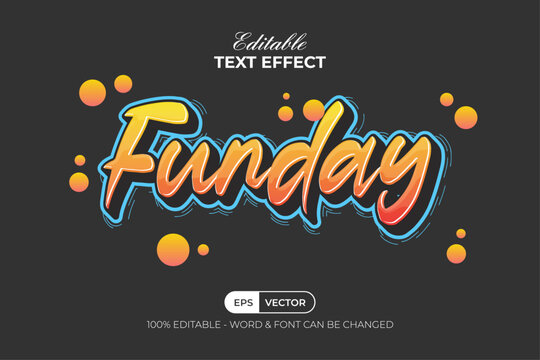 Funday Text Effect Sticker Style. Editable Text Effect.