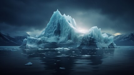 Iceberg - Hidden Danger And Global Warming Concept. Generative AI - obrazy, fototapety, plakaty