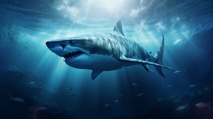 Naklejka premium Shark in the sea, Generative AI