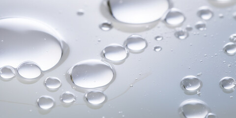 A close-up of a clear liquid cosmetic