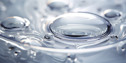A close-up of a clear liquid cosmetic