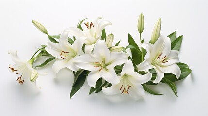 Lily blooms against a white background.