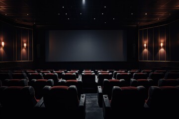 Fototapeta na wymiar Dark movie theatre interior