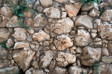 Background with texture of an Ancient wall made of stones in Hebron,capital of the Palestinian province of Hebron.