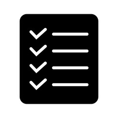 List icon, Site menu symbol, Checklist icon solid style, glyph flat icon. Vector design element.