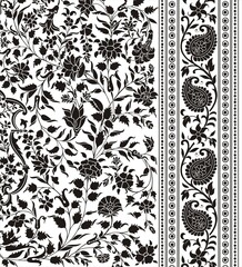 wedding card design, traditional paisley floral pattern , royal India	