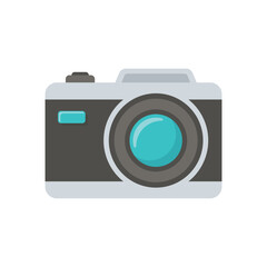 Camera icon in flat style. Photography vector illustration on isolated background. Photo sign business concept.