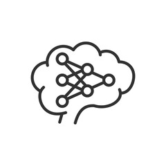 Neural network in the brain, linear icon. Line with editable stroke
