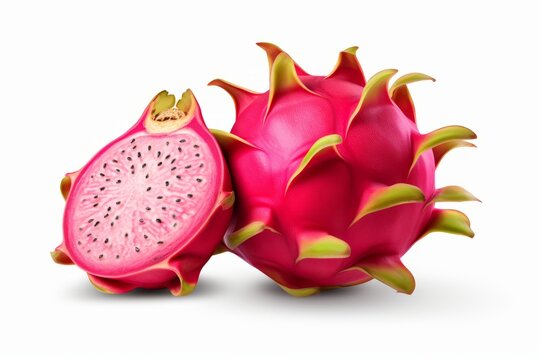 fresh red dragon fruit on a white background generative ai