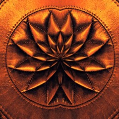 golden brown stitched real leather orange tawny and ochre coloured designs
