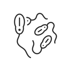 Bacteria with a tail, linear icon. Line with editable stroke