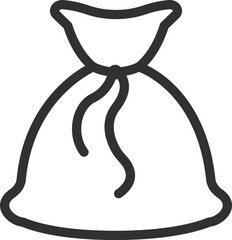 Bag tied with rope, linear icon. Line with editable stroke