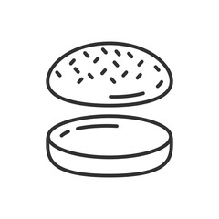 burger buns, linear icon. Line with editable stroke