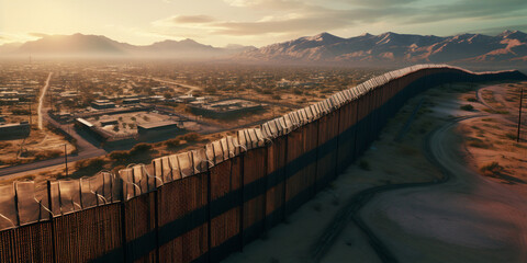 US border fence - obrazy, fototapety, plakaty