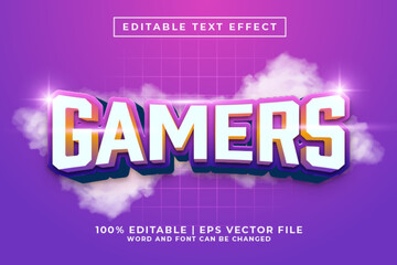 Gamers 3d Editable Text Effect Cartoon Style Premium Vector