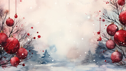 Watercolor Christmas Greeting Card Mockup, Generative AI