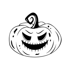 Vector graphic Halloween pumpkin with face on white background. Great element for your design.