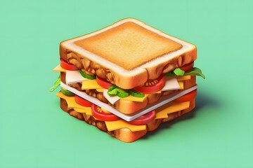 Sandwich 3d rendering Isometric style