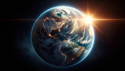 Sunrise Over Earth from Space