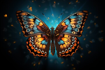 butterfly on black background - obrazy, fototapety, plakaty