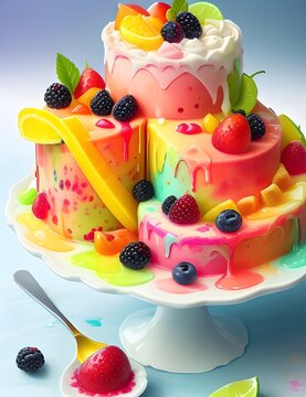 Dessert with fruit and ice cream