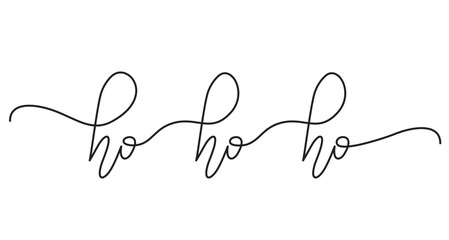 Ho ho ho phrase. Holiday expression. One line design. Modern brush calligraphy. Isolated on white background. Text Merry Christmas. Santa Claus Christmas design.