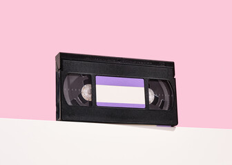 Obraz premium Old vintage black videotape. Movie nights and weekends.