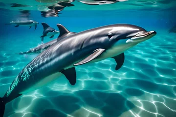 Fotobehang dolphin in the water © Alisha