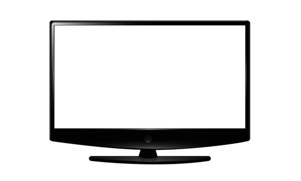 llcd tv monitor isolated on white background, plasma realistic illustration, White blank HD monitor mockup, Modern video panel black flat screen with clipping path
