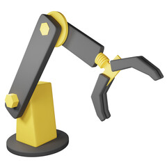 Robotic arm clipart flat design icon isolated on transparent background, 3D render technology and cyber security concept